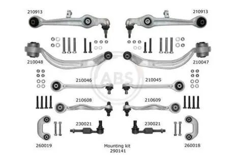 К-кт рычагов подвески Audi A6/Superb/Passat B5 (с тонким пальцем) A.B.S. 219902