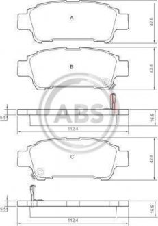 Колодки тормозные задние. Estima/Previa/Avensis 00-06 A.B.S. 37228 (фото 1)