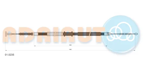 Трос стояночного гальма задн Прав (1465мм/1465мм) ALFA ROMEO 145, 146 1.4-2.0 07.94-10.01 ADRIAUTO 010235