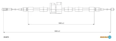 Трос тормозов. задн. правый AUDI A8 -02 ADRIAUTO 03.0275