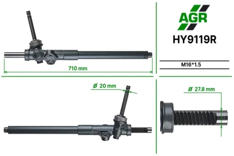 Рульова рейка без ГУР відновлена HYUNDAI ix35 (LM, EL, ELH) 13-;KIA SPORTAGE (SL) 13- AGR HY9119R