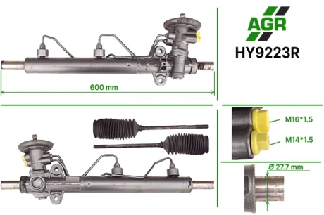 Рульова рейка з ГУР відновлена HYUNDAI TRAJET (FO) 00-08 AGR HY9223R (фото 1)
