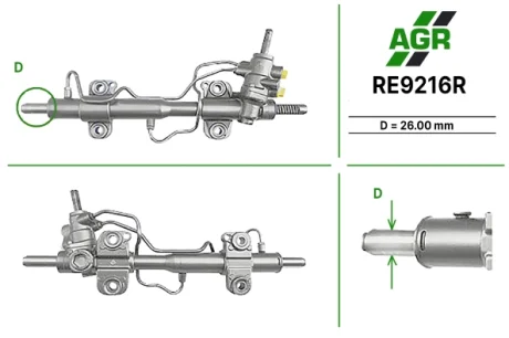 Рульова рейка з ГУР відновлена RENAULT SAFRANE I (B54_) 92-96,SAFRANE II (B54_) 96-00 AGR RE9216R