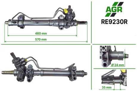 Рульова рейка з ГУР відновлена DACIA SOLENZA 03-;NISSAN KUBISTAR (X76) 03-,KUBISTAR 03- AGR RE9230R