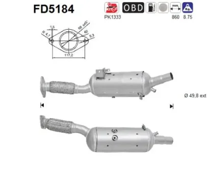 Фільтр твердих частин DPF SZT ASC ASC AS FD5184
