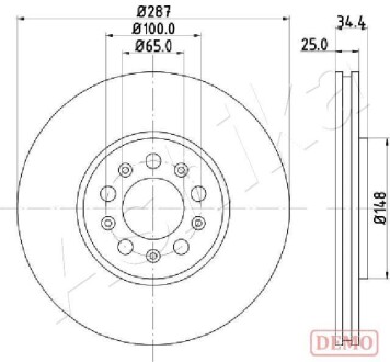 Диск тормозной (передний) Skoda Roomster 06- (287x25) (заменено на 92106605) ASHIKA 60000901C