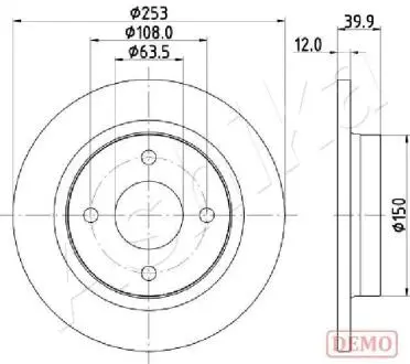Диск тормозной (задний) Ford Fiesta 17- (253x12) PRO ASHIKA 61000329C