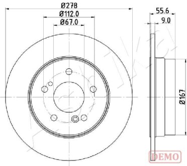 Диск тормозной (задний) MB C-class (W202/W203/CL203/S202)/E (W124/W210/S124) -07 (278x9) ASHIKA 61000505C (фото 1)