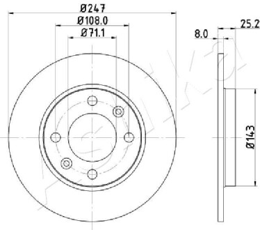 Диск тормозной (задний) Citroen Saxo/Xsara/Peugeot 106/206/306 91- (247x8) ASHIKA 61000615