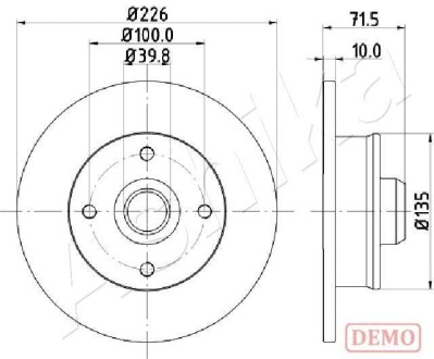 Диск тормозной (задний) VW Golf/Passat 83-02 (226x10) ASHIKA 61000922C (фото 1)