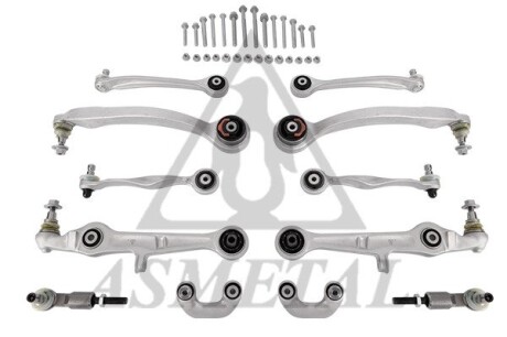 Комплект важелів підвіски (передньої) Audi A4/VW Passat 00-05 (з болтами) ASMETAL 13AU0202