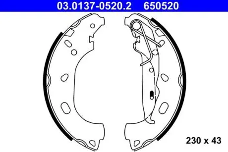 Гальмівна колодка OPEL ASTRA H, ASTRA H CLASSIC, ASTRA H GTC, ASTRA H/KOMBI 1.2-1.7D 03.04- ATE 03013705202