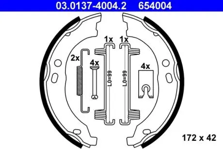 Тормозные колодки ручного тормоза ATE 03013740042