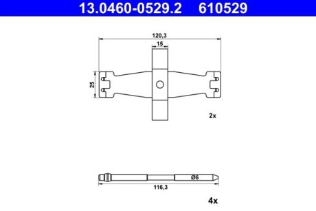 Планка суппорта (переднього) притискна (к-кт) Tesla Model 3 17- ATE 13046005292 (фото 1)