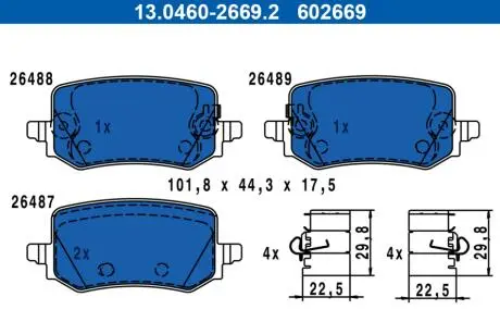 Колодки гальмівні (задніі) Hyundai Tucson IV 20-/Kia Sportage V 21- ATE 13046026692