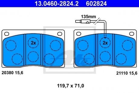 Тормозные колодки, дисковый тормоз.) ATE 13046028242 (фото 1)