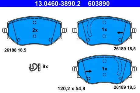 Гальмівні колодки CLIO V (B7_), 06.19- ATE 13046038902