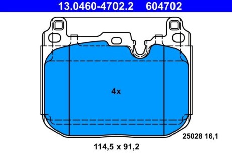 Колодки гальмівні (передні) BMW X1 (F48)/X2 (F39) 18- B47/B48 (Brembo) ATE 13046047022