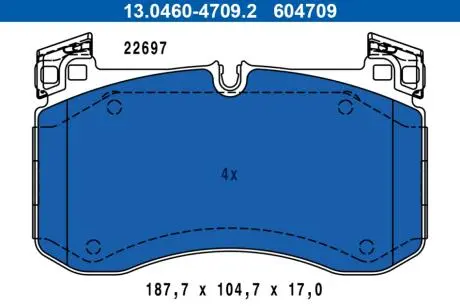 Гальмівні колодки, дискові ATE 13.0460-4709.2