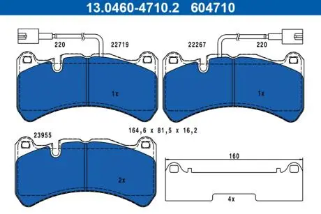 Гальмівні колодки, дискові ATE 13.0460-4710.2