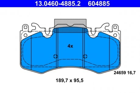 Комплект тормозных колодок из 4 шт. дисков ATE 13.0460-4885.2 (фото 1)