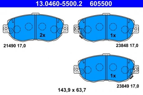 Комплект тормозных колодок из 4 шт. дисков ATE 13.0460-5500.2 (фото 1)