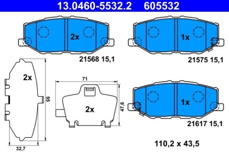 Гальмівні колодки JIMNY samochód teren ATE 13046055322