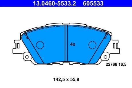 Колодки гальмівні (передні) Toyota Camry 17-/Rav4/Lexus ES/UX 18- ATE 13046055332