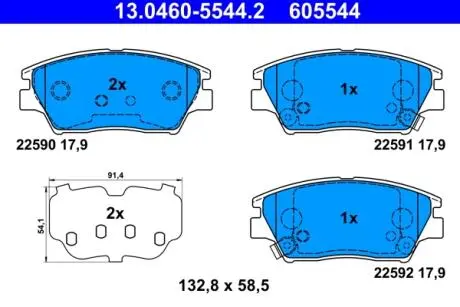 Гальмівні колодки XLV SUV, 04.16- ATE 13046055442