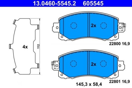 Колодки гальмівні (передні) Subaru Impreza 17- (Tokico) ATE 13046055452