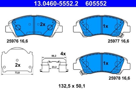 Гальмівні колодки i10 II (BA, IA), 08. ATE 13046055522