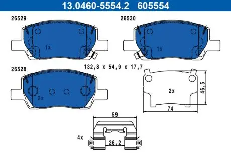 Гальмівні колодки, дискові ATE 13.0460-5554.2