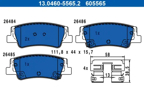 Колодки гальмівні (задніі) Hyundai Tucson IV 20-/Kia Sportage V 21- (Mobis) ATE 13.0460-5565.2
