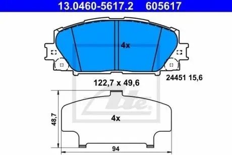 Комплект тормозных колодок, дисковый тормоз ATE 13.0460-5617.2