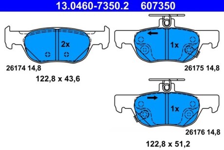 Тормозные колодки (задние) Mazda 3 IV 18-/CX-30 19-/MX-30 20- ATE 13046073502 (фото 1)