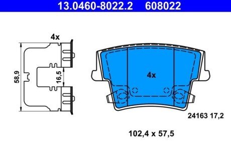 Колодки тормозные (задние) Chrysler 300C 04-/Lancia Thema 11-14 ATE 13046080222