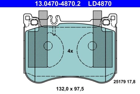 Колодки гальмівні (передні) MB E-class (W213/S213/C238) 16-/S-class (W221/W222/C217) 05- ATE 13047048702