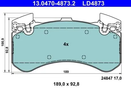 Тормозные колодки (передние) Audi A6/A7/A8/Q5 10-/VW Jetta 08-10 ATE 13047048732