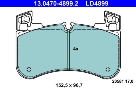 Тормозные колодки (передние) Land Rover Defender 19-/Discovery 16-/Range Rover 12- ATE 13047048992