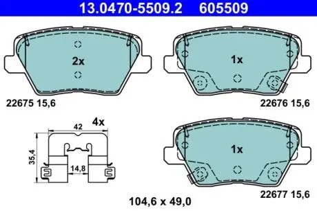 Гальмівні колодки i30 Kombi (PDE), 03. ATE 13047055092