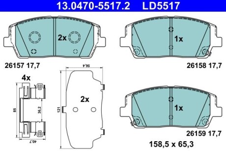 Тормозные колодки (передние) Hyundai Santa Fe 2.0/2.4 18- Q+ ATE 13047055172