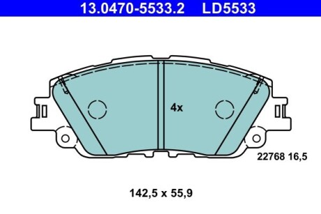 Колодки гальмівні (передні) Toyota Camry 17-/Rav4/Lexus ES/UX 18- ATE 13047055332