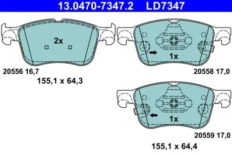 Гальмівні колодки KUGA III (DFK), 07.1 ATE 13047073472