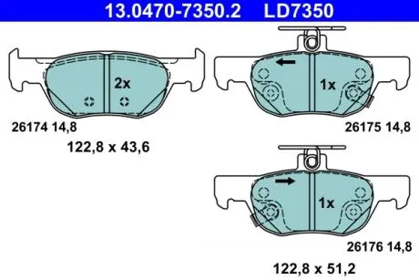 Тормозные колодки (задние) Mazda 3 IV 18-/CX-30 19-/MX-30 20- ATE 13047073502