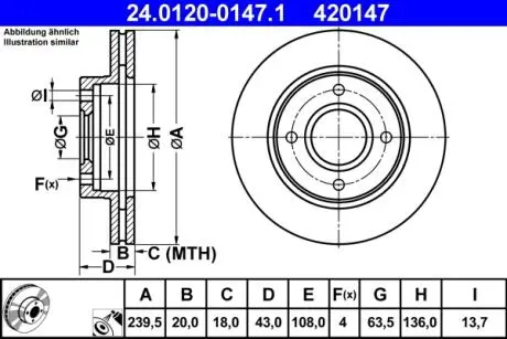 Диск тормозной ATE 24012001471