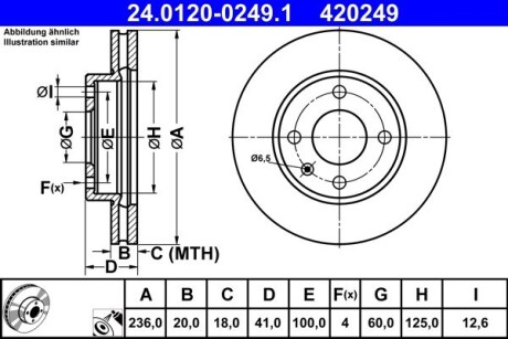 Диск гальмівнийPRZOD OPEL KARL 15- ATE 24012002491