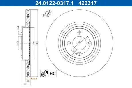 Гальмівний диск ATE 24.0122-0317.1