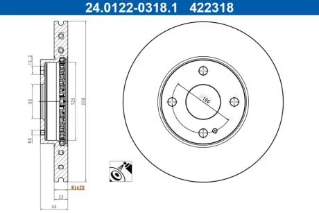 Гальмівний диск ATE 24.0122-0318.1