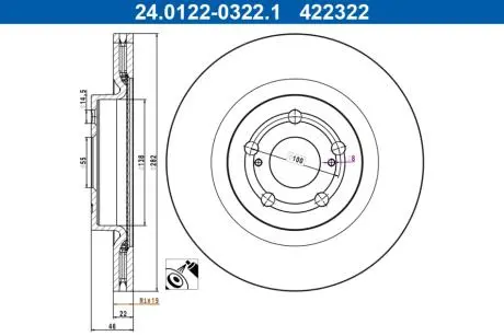 Гальмівний диск ATE 24.0122-0322.1
