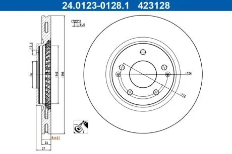 Гальмівний диск ATE 24.0123-0128.1